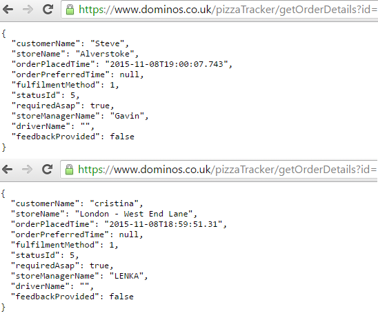 RT So it would seem @Dominos_UK allow you to view anyone's pizza status. It's just a sequential order ID base64 encoded  - embedded image 