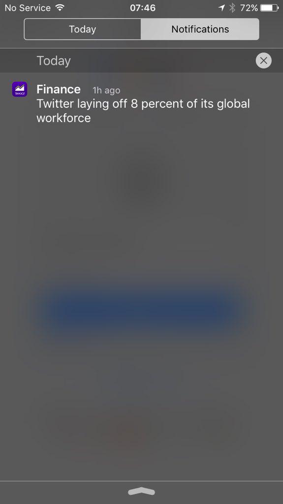 RT I've been impacted by $TWTR's layoffs. This is how I found out this morning.  - embedded image 1