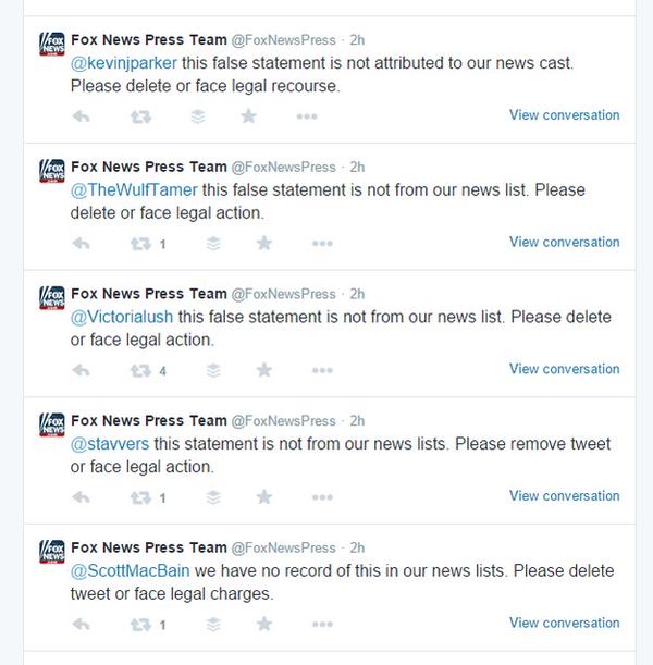 RT #FoxNews is threatening us with "legal recourse" if we don't delete funny tweets. Yes! #FoxNewsFacts  - embedded image 2