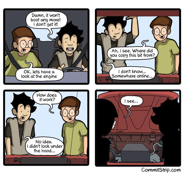RT When your colleague uses some random code he found online http://t.co/Bw9RSuvNt1  - embedded image 