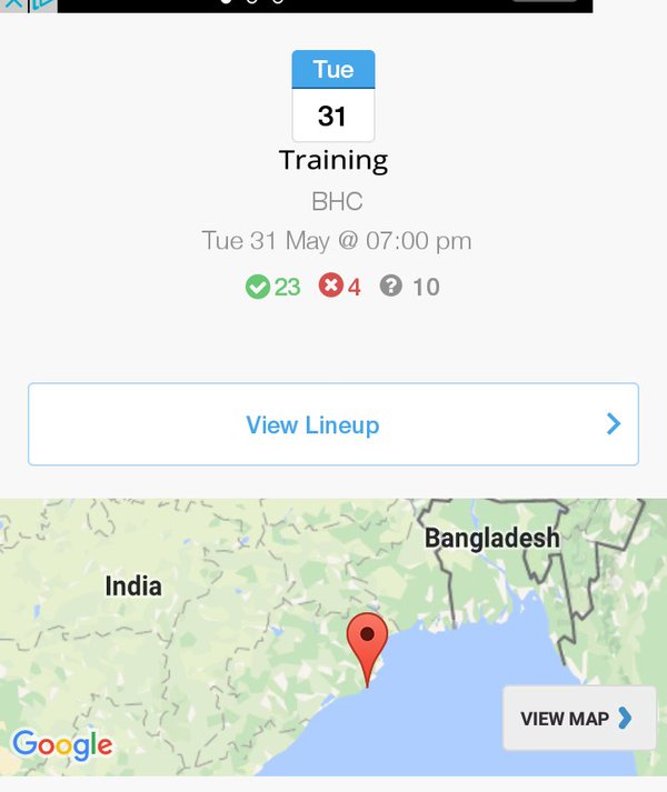 Hockey training was apparently in India last night. .  - embedded image 