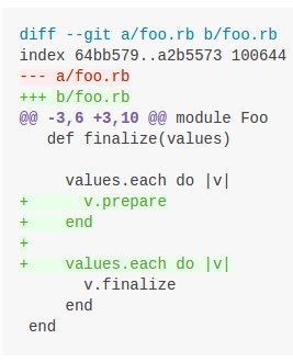 RT Using #git 2.9+? You should immediately enable `--compaction-heuristic` for improved diffs. Comparison below.  - embedded image 1