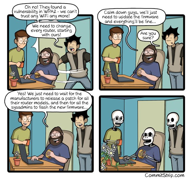 RT WPA2 vulnerability: just a small update
 https://t.co/CxLYOjrdgh  - embedded image 