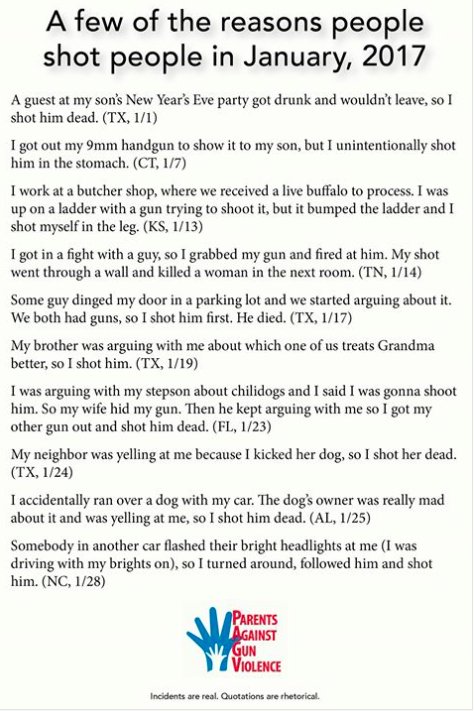 RT A few of the reasons people shot people in the US in January 2017  - embedded image 