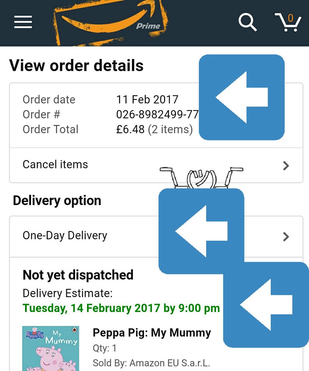 Amazon ... Not quite managing "one day" delivery.  - embedded image 