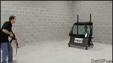 RT Trent Kimball, CEO of Texas Armouring Inc. Show how much he trusts his product.  - embedded image 
