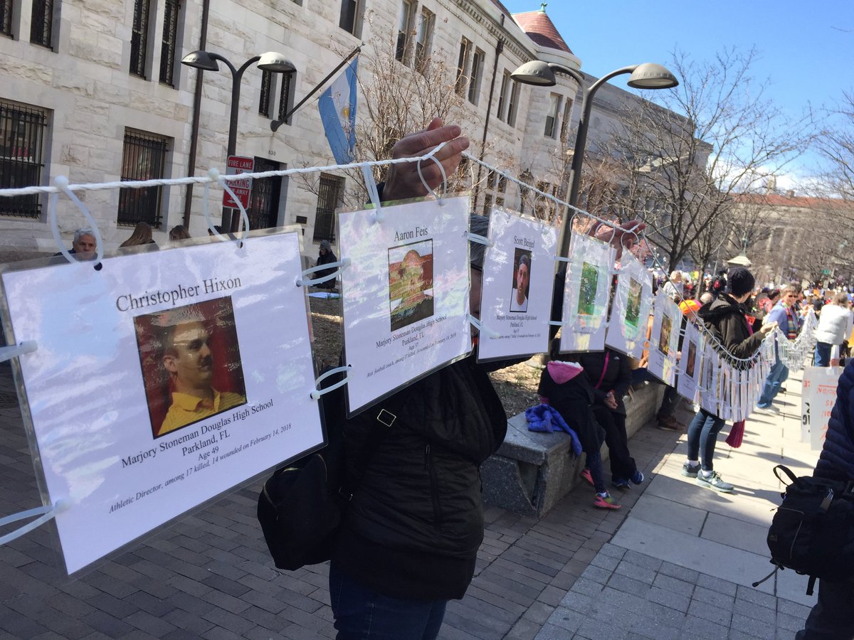 RT As far as the eye can see photos of young people and teachers killed in school shootings #MarchForOurLives  - embedded image 