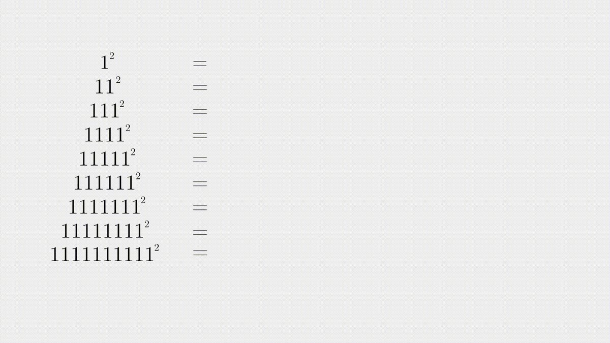 RT Some curious properties of squared sequences of 1's  - embedded image 