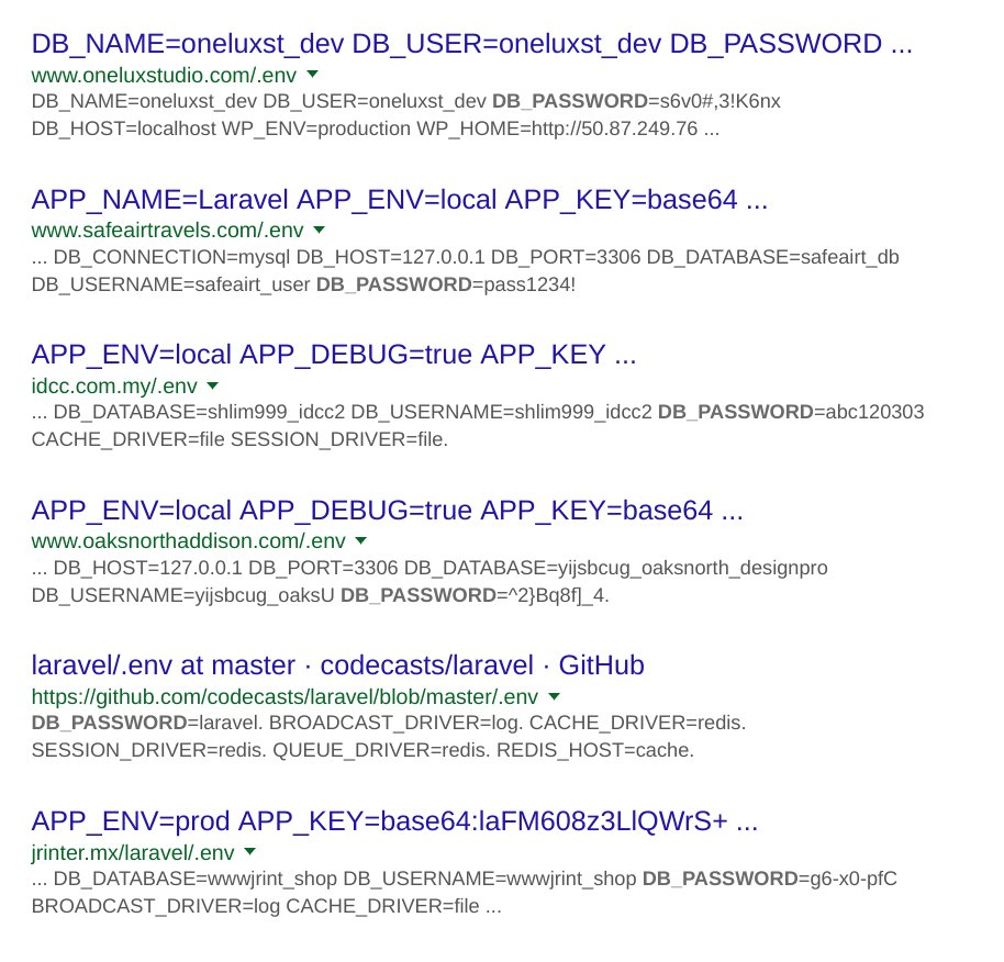 RT Don't  put  your  .env  files  in  the  web-server  directory https://t.co/DWHmT6r6E3  - embedded image 