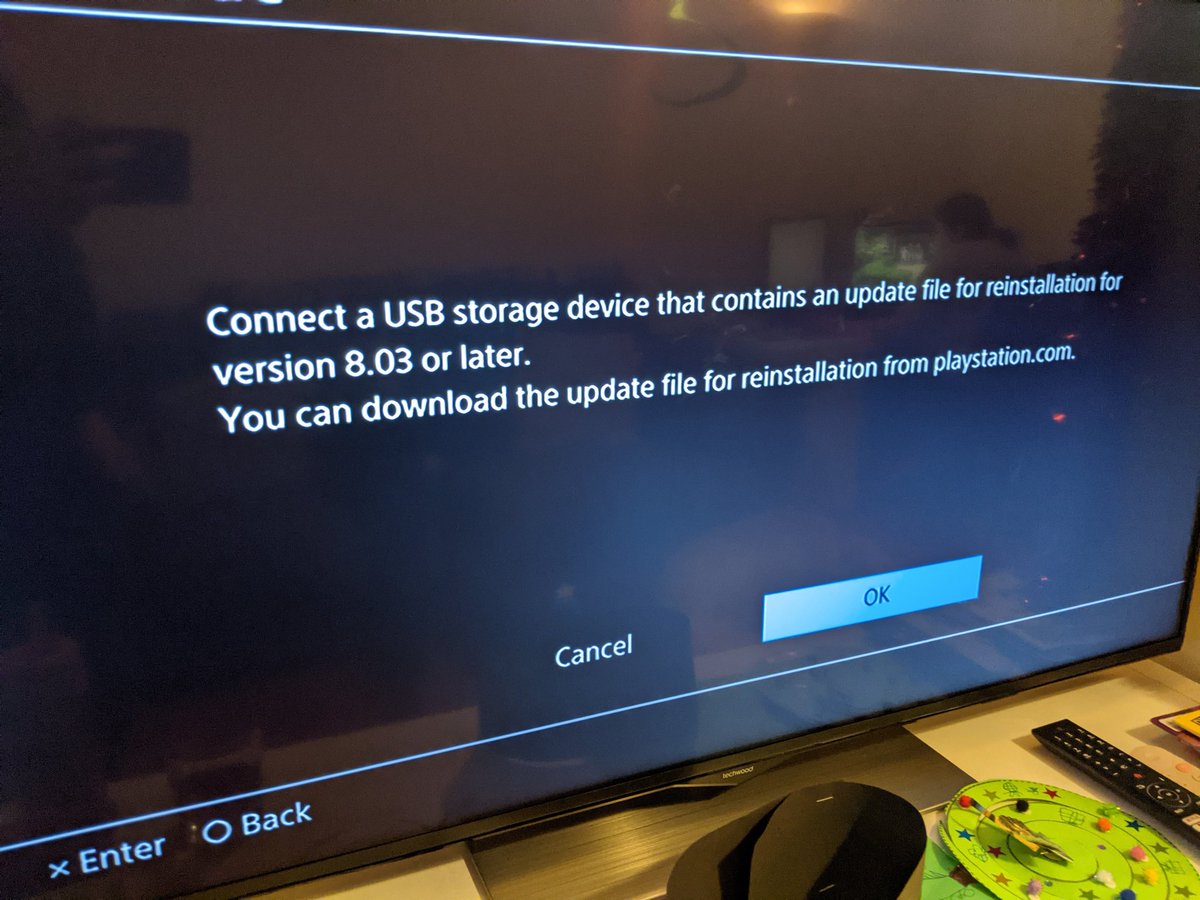 This is PlayStation code for
"hahaha ... You're not playing this tonight " 
(Stupid pointless reinstall required )  - embedded image 